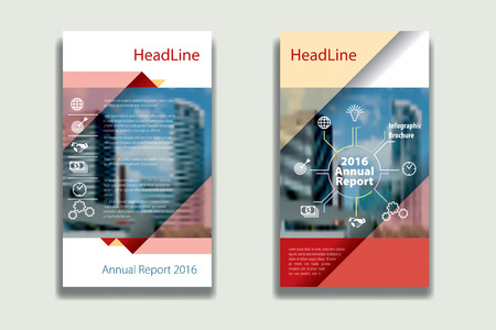 red colors annual report Leaflet Brochure template design, book cover layout design, Abstract presentation templates, infographics template, backgroundのイラスト素材