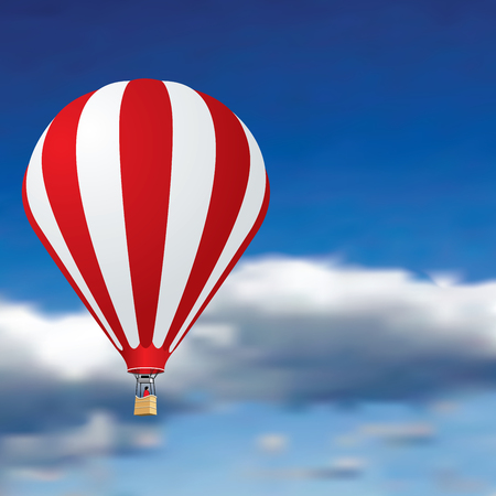 hot air baloon in cloudsのイラスト素材