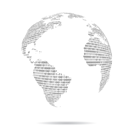 world globe with binary code, vector illustrationのイラスト素材