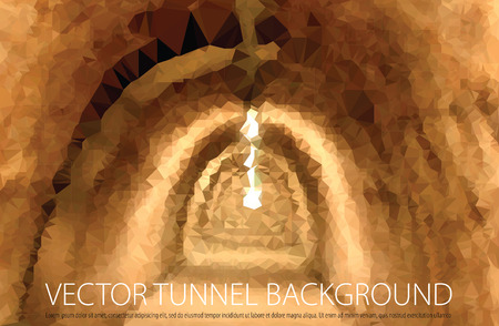 brown tunnel, vector low poly illustrationのイラスト素材