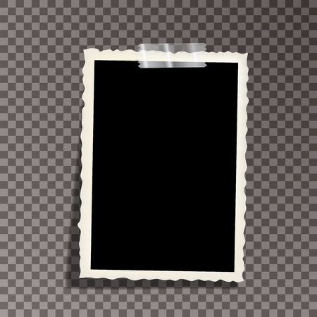 vector template photo frame with adhesive tape, Isolated on transparent background. design for your photography and picture. Vector Illustrationのイラスト素材