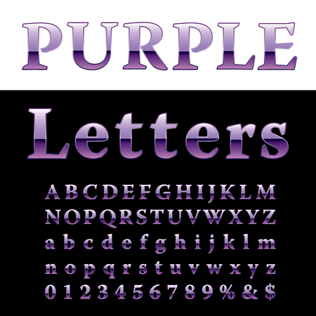 purple alphabet, fat purple letters, vector illustrationのイラスト素材