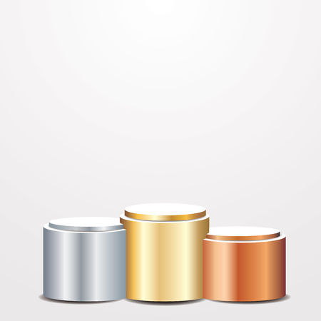 Empty vector pedestals for champions, golden silver and bronzeのイラスト素材