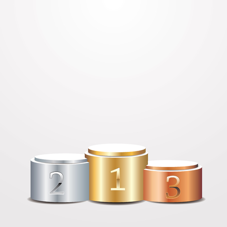 Empty vector pedestals for champions, golden, silver and bronze podium with numbersのイラスト素材