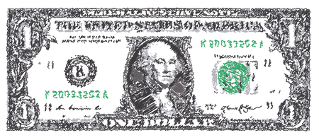 hand drawn one dollar banknote, vector illustrationのイラスト素材