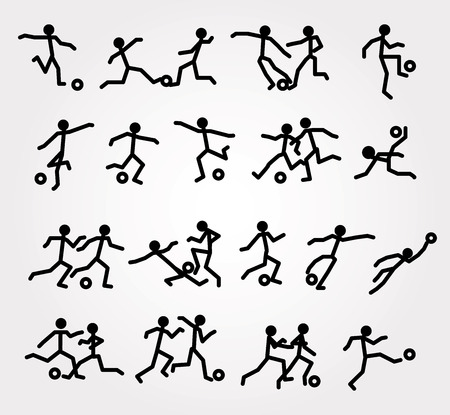 soccer players in action, simple vector illustrationのイラスト素材