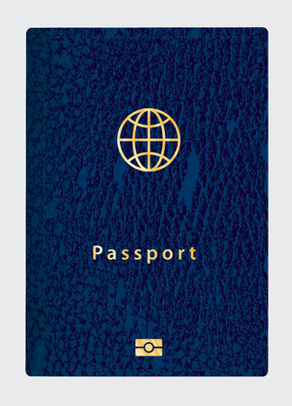 vector blue leather biometric passportのイラスト素材
