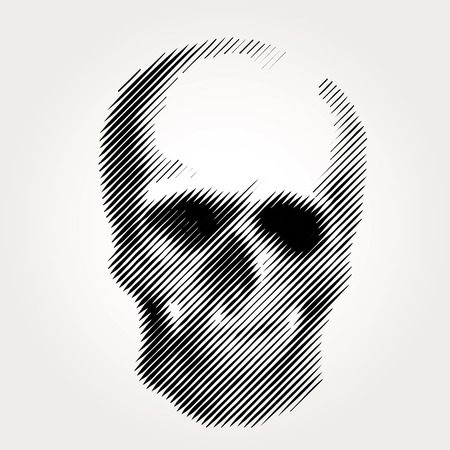 human skull vector illustration, linear halftone rasterのイラスト素材