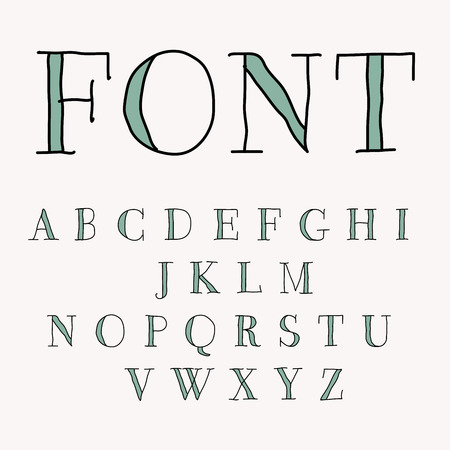 hand drawn alphabet, vectot editable grouped illustrationのイラスト素材