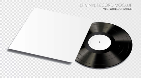 LP vinyl record mockup with blank cover and label, vector illustrationのイラスト素材