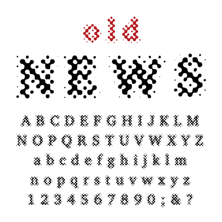 vector grunge stain dotted old newspapers raster fontのイラスト素材