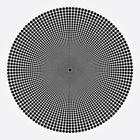 Halftone circle frame abstract dots logo emblem design element for diverse products. Round border Icon using halftone circle dots raster texture. Vector illustration.のイラスト素材