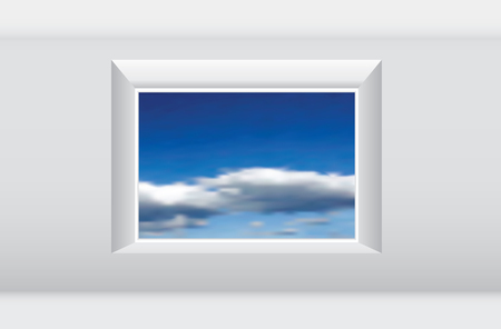 empty white room with clean wide window, vector illustrationのイラスト素材