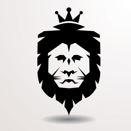 lion simple drawing with crown, logotype vector signのイラスト素材