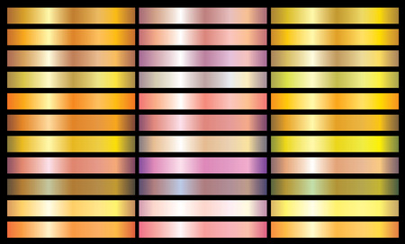 set of 33 different gradients in gold colorsのイラスト素材
