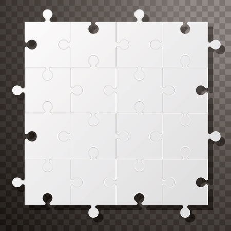 White jigsaw puzzle. Blank simple editable symbolicbackground.のイラスト素材
