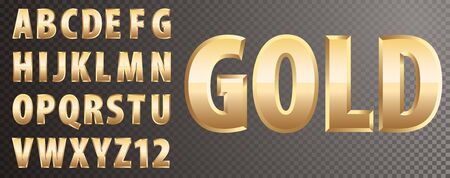 golden font, editable vector alphabetのイラスト素材