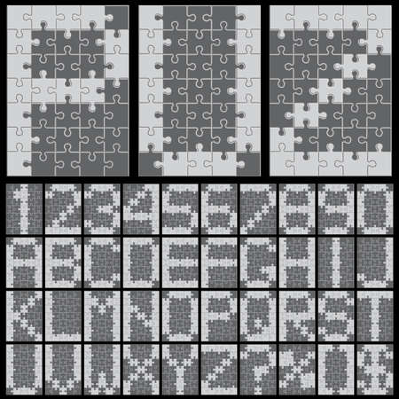 gray finished jigsaw puzzle. Blank simple editable symbolic backgrounds.のイラスト素材