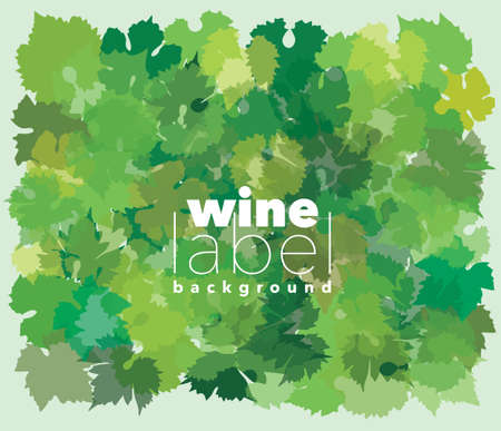 vector wine label background with vine leavesのイラスト素材