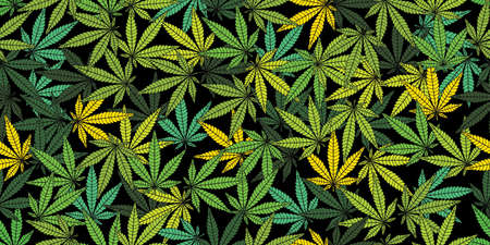 seamless abstract vector drawing with marijuana leaves