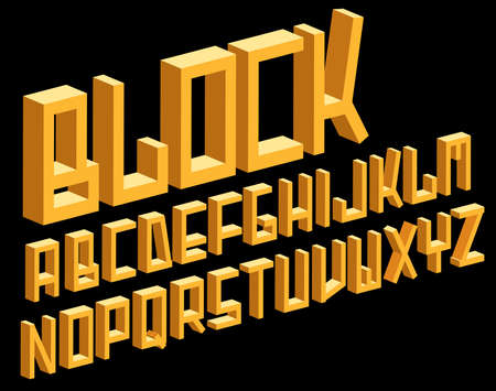 vector 3D block font in orange brick colorsのイラスト素材