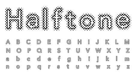 grunge halftone font, vector illustrationのイラスト素材