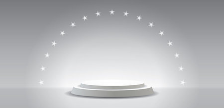 starlights in circle over white pedestal, vector illustration backgroundのイラスト素材