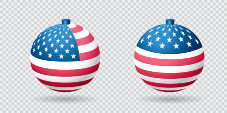 Christmas USA. Christmas vector illustration elements with two USA balls&#xA;のイラスト素材
