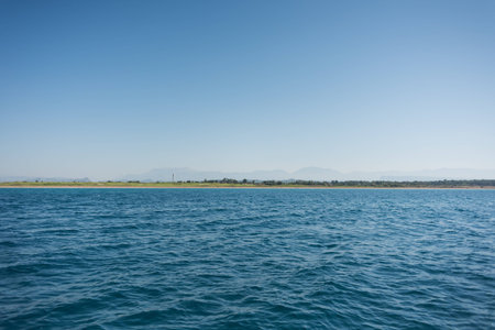 The Mediterranean sea view from the boat ashoreの写真素材