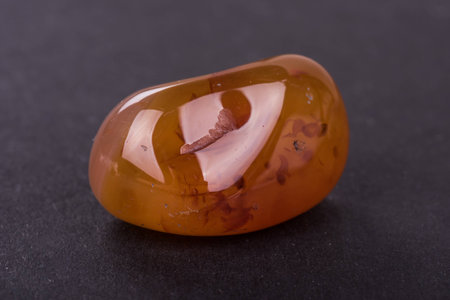 Cornelian geode on black backgroundの写真素材