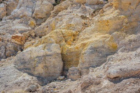 Rocks with sulfur crystals at Nisyros volcanoの写真素材