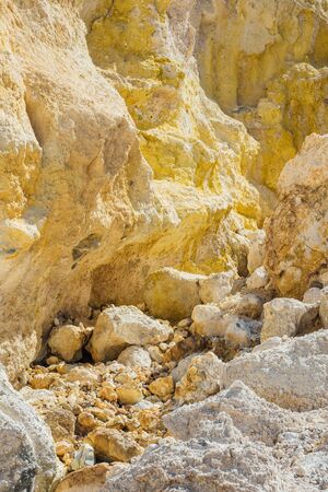 Yellow rocks with sulfur at Nisyros volcanoの写真素材
