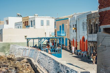 Cafes and restaurants by the sea on the Nisyros islandの写真素材