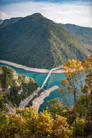 Lake Piva or Pivsko jezero artificial lake result of the construction of Mratinje Dam on the Piva...