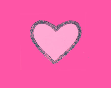 Pink heart space for love. Beautiful  heart on pink Valentines background, Valentine day love. Flat...