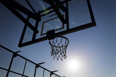basketball hoop and courtの写真素材