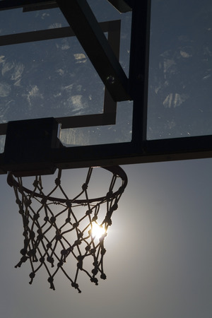 basketball hoop and courtの写真素材