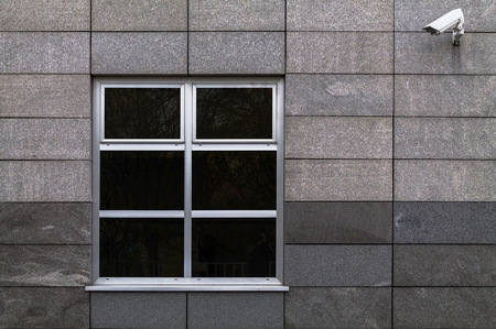 Wall window and security cameraの写真素材