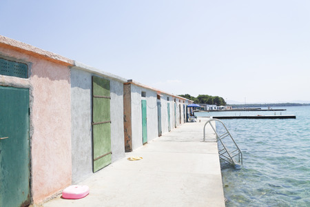 Vintage beach cabin in Croatiaの写真素材