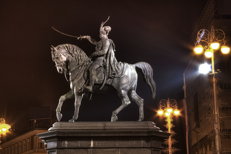 Statue of Ban Josip Jela?i? in Zagrebの写真素材