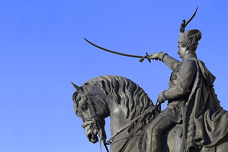 Statue of Ban Josip JelaÄiÄ in Zagrebの写真素材