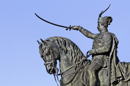 Statue of Ban Josip JelaÄiÄ in Zagrebの写真素材