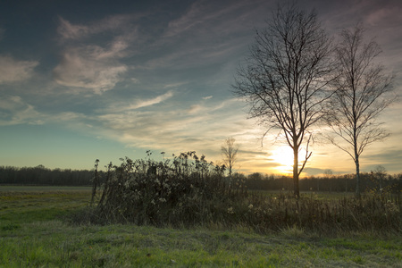 Beautiful colorful countryside sunsetの写真素材
