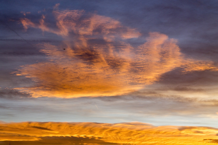 Sunset over river Sava in Zagrebの写真素材