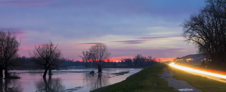 Landscape over river before sunriseの写真素材