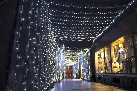 Christmas lights in a passage in Zagrebのeditorial素材