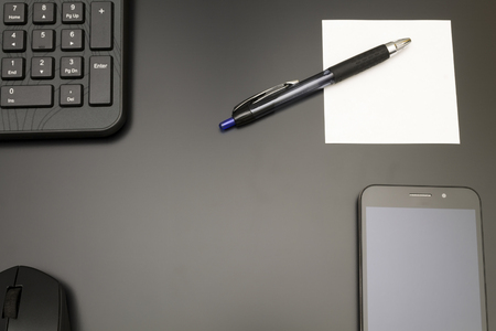 Black office desk top viewの写真素材