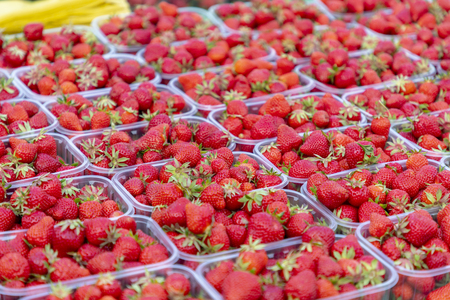 Strawberry's on a sale at a marketの写真素材