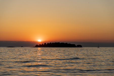 Seascape of Jadran sea at sunset in croatiaの写真素材