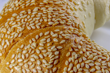 Close up of a bun with sesame seedsの写真素材